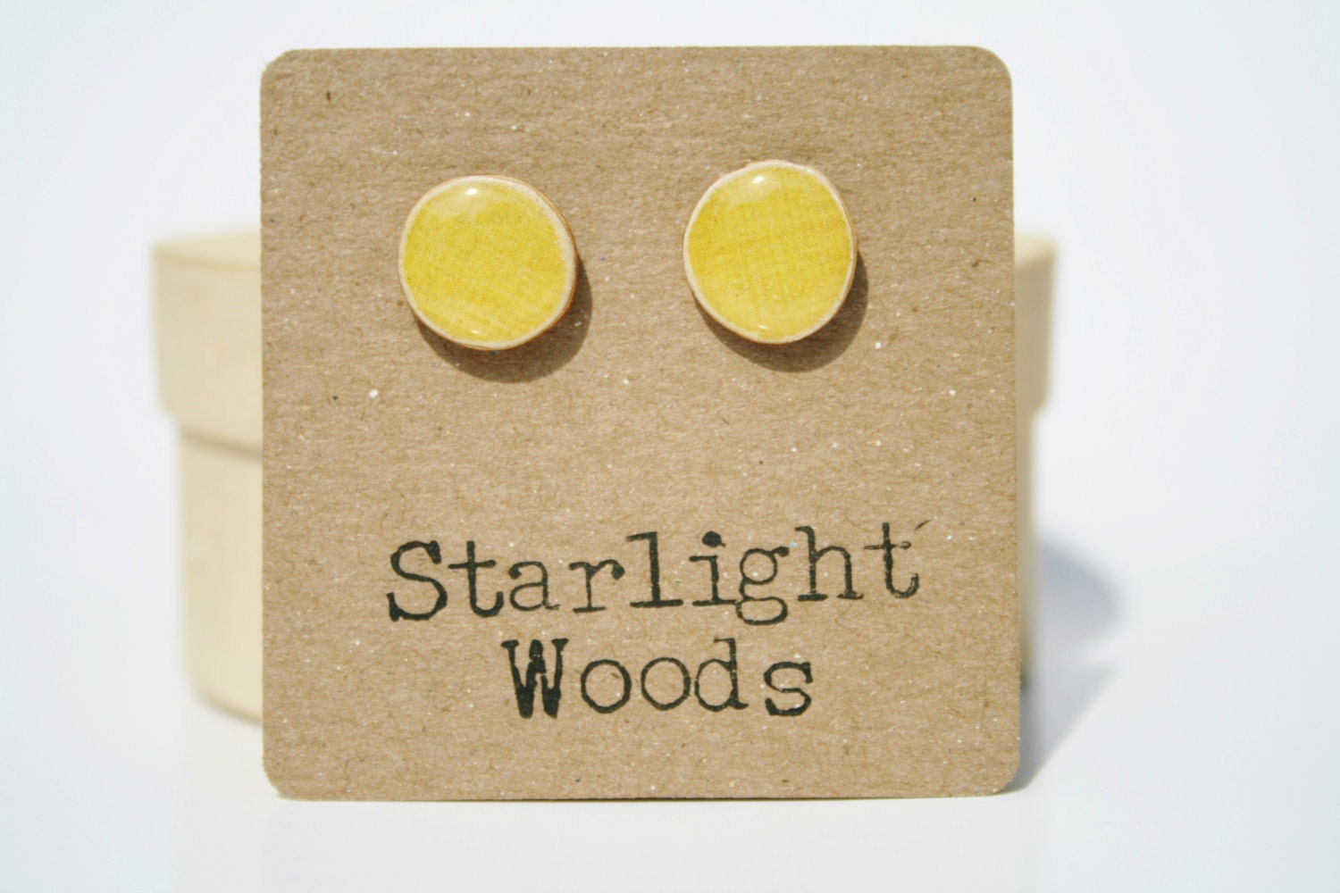 Yellow post earrings yellow summer jewelry eco fashion wood earrings Minimalist jewelry  eco friendly eco fashion