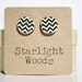 Chevron studs earrings black and white chevron resin jewelry Chevron jewelry eco fashion eco-friendly starlight woods cyber monday etsy