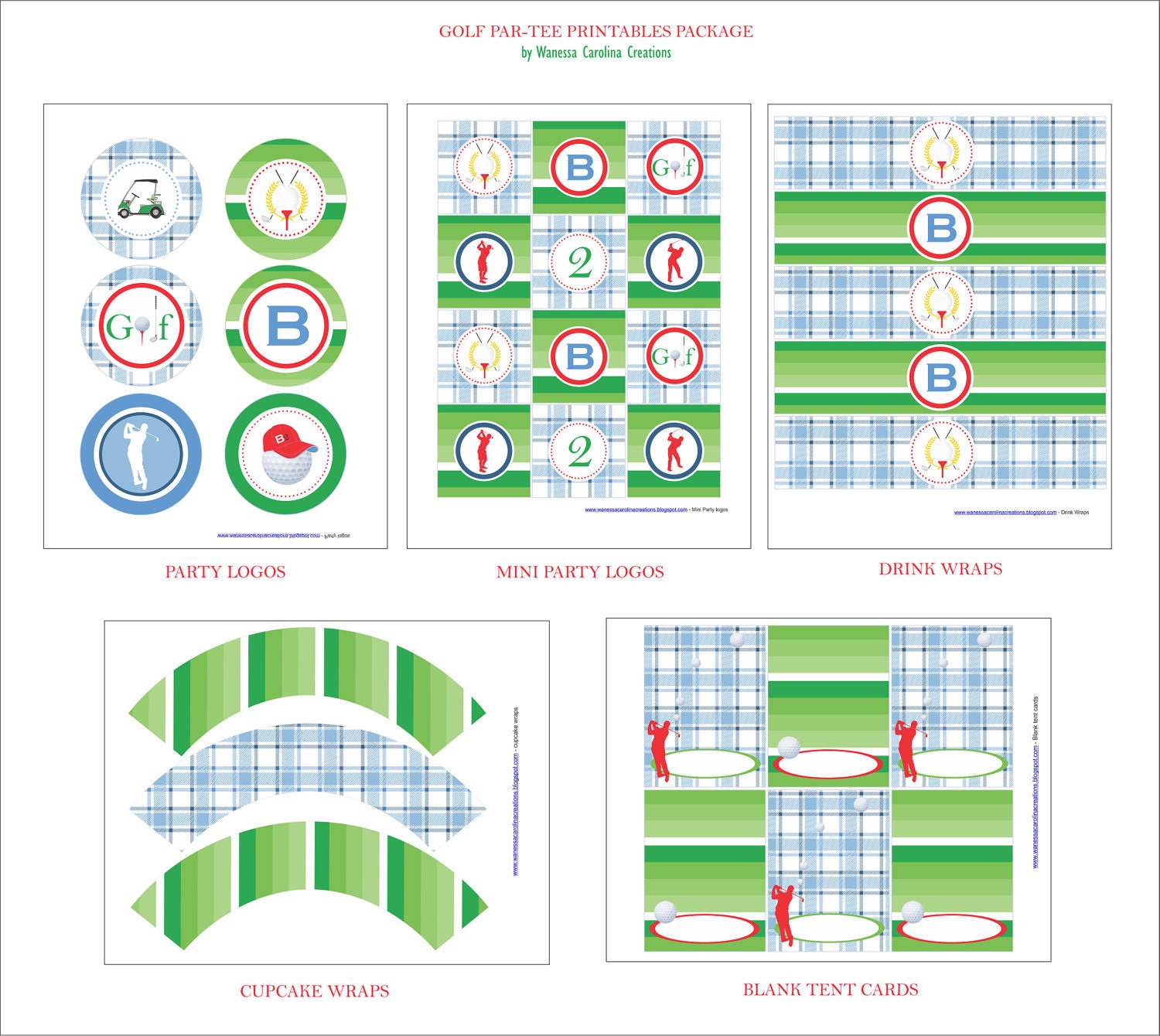 GOLF PAR-TEE Printables Package - Golf Birthday Party or Baby Shower Printables - Blue and Green Printables Package - Il_570xn