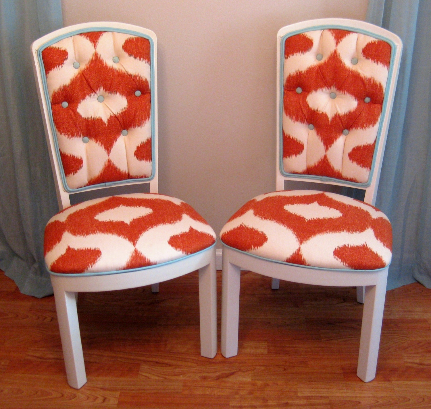 Contemporary Chic Ikat Vintage Side Chairs