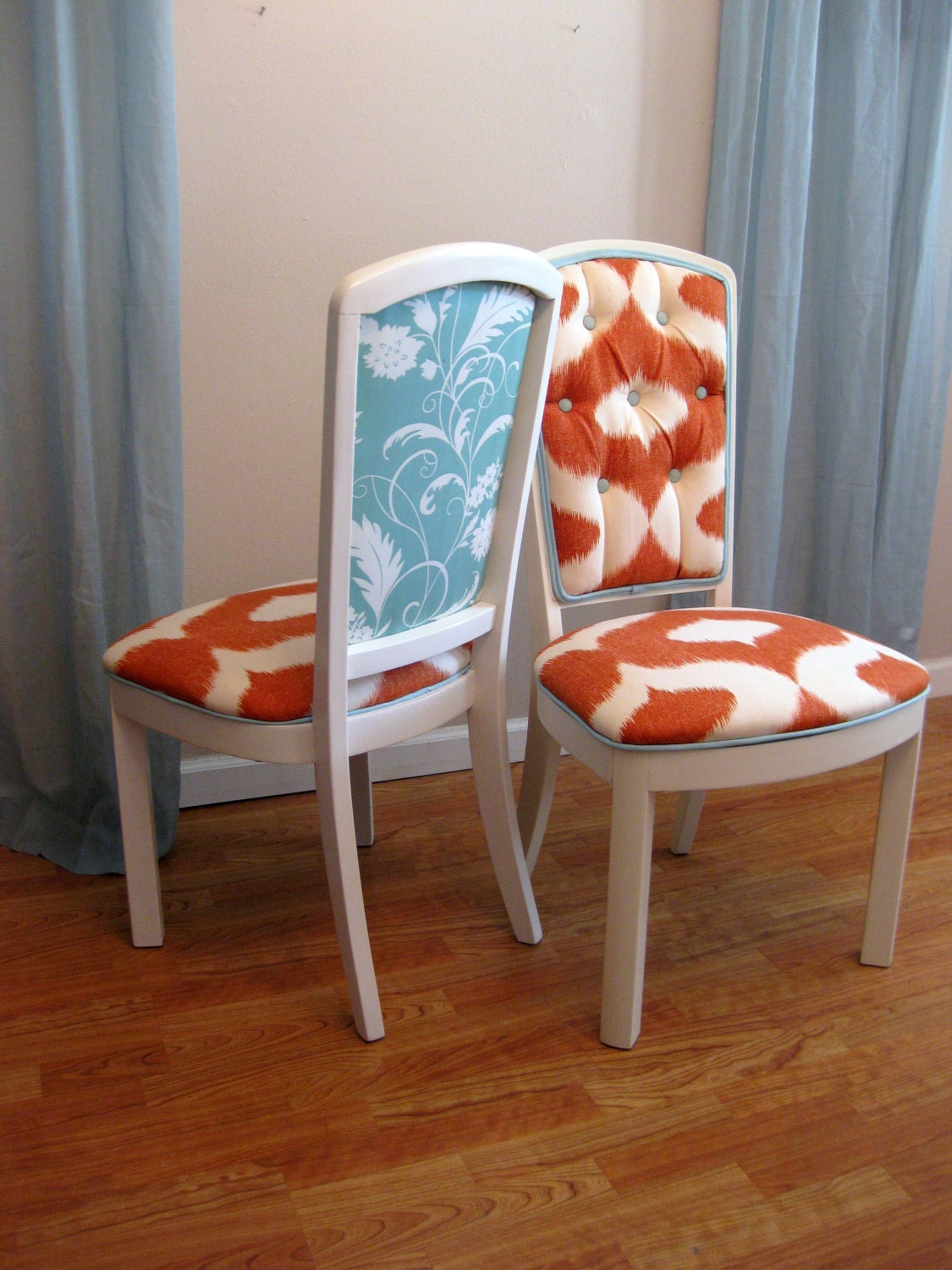 Contemporary Chic Ikat Vintage Side Chairs