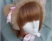 Soft plush light brown teddy bear ear warmers