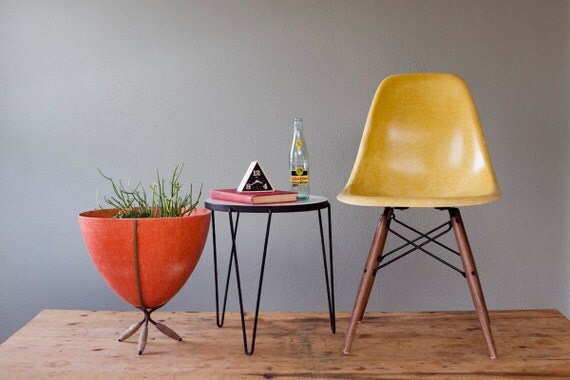 Vintage Sunshine Yellow Eames DSW for Herman Miller Dowel Leg Side Chair