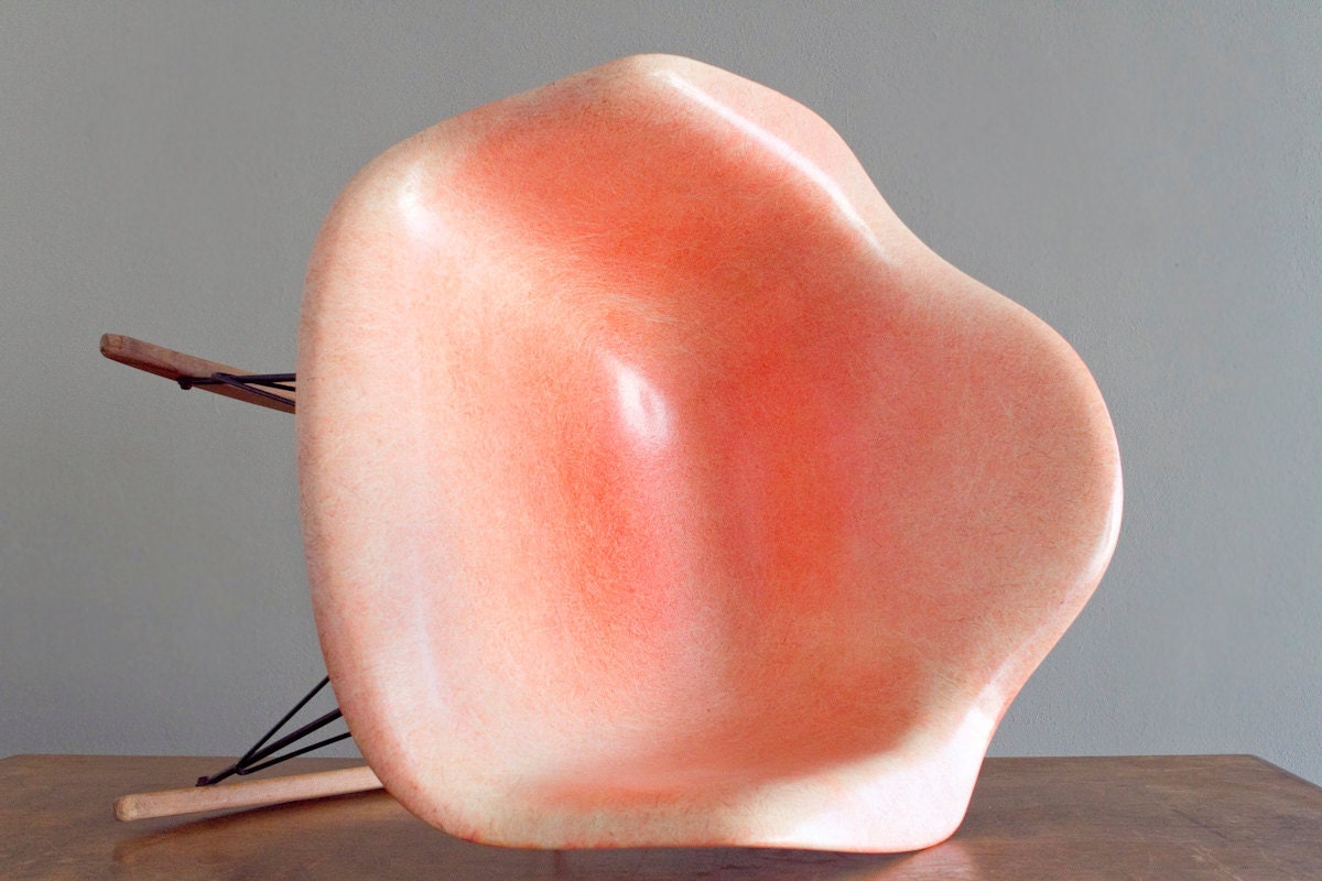 RESERVED Eames Zenith Rope Edge Rocker RAR in Salmon Fiberglass for Herman Miller Arm Chair