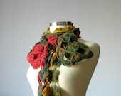Crochet scarf soft colorful mohair yarn, handmade neckwarmer autumn - winter women accessories, fall fashion