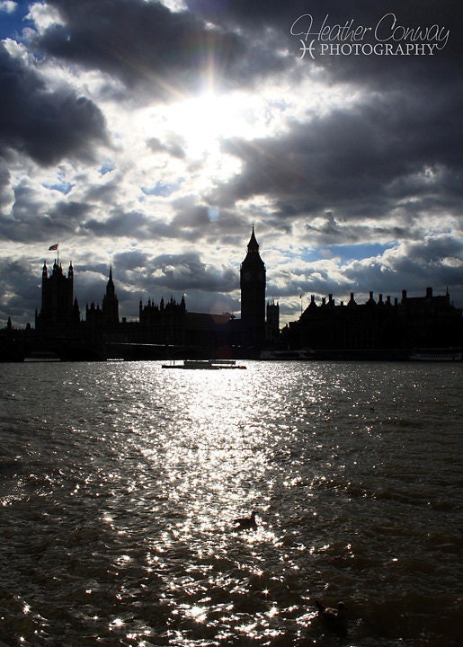 London Photo Silhouette of Big Ben London - signed print Fine Art Photography Blue Silver Tones London Landmark Travel Photo Europe