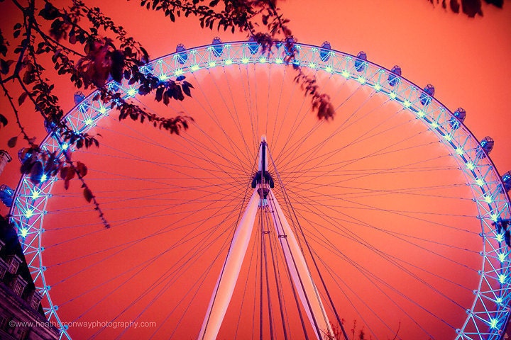 London Print London Photograph The London Eye at night London Ferris Wheel 8x12 signed print - wall decor - Fine Art Photography