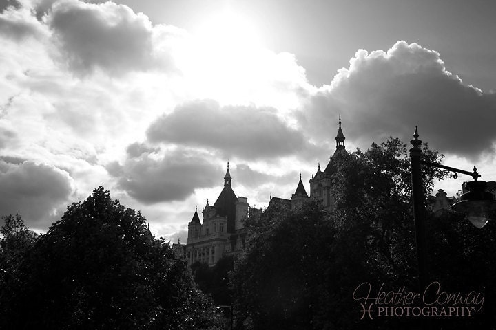 Black and White London Photo Spooky Halloween Gothic London Steampunk Photo - Fine Art Photography