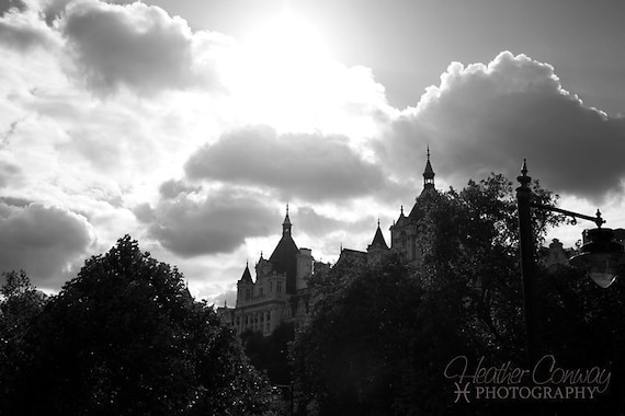 Black and White London Photo Spooky Halloween Gothic London Steampunk Photo - Fine Art Photography