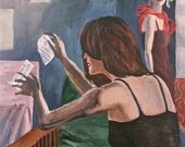 Original acrylic figurative painting titled "The Tear" on portrait linen 24x30