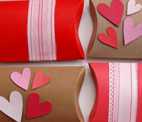 customized party pack upcycled valentine decor red candy favor giftbox- set of 16