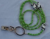 Panda and Bamboo Green Glass Lanyard