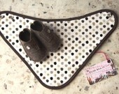 Baby Girl and Boy Felt Shoes Bandana Bib - Natural Brown and Dots - newborn also available