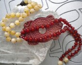 statement pendant necklace terracotta agate gorgeous dramatic blood and honey unique elegant - NECKLACE AIDA - - handmade with love
