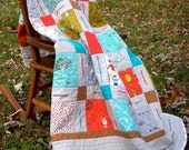 Baby Quilt,  Gray Baby Bedding, Little Apples, Aneela Hoey
