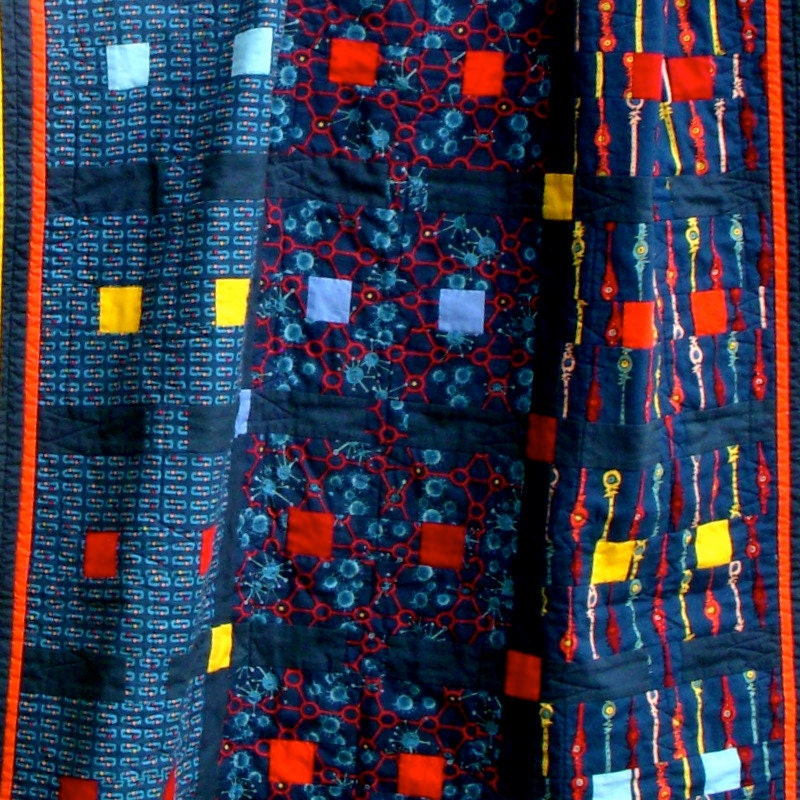 Modern Baby Quilt,  Modern Crib Quilt, Blue Baby Bedding