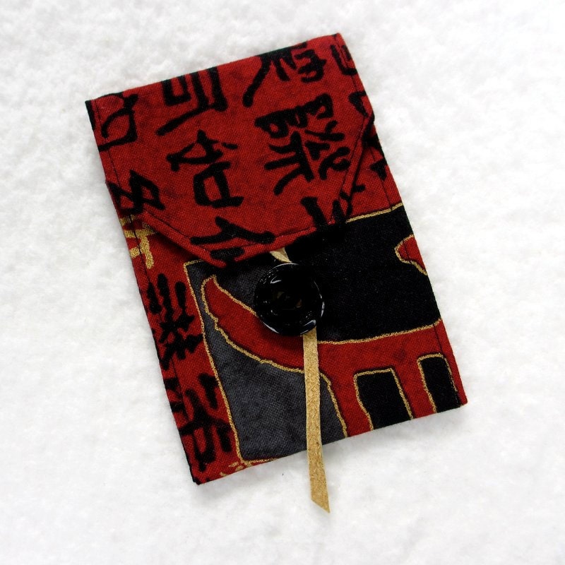 Asian Card Case, Vertical Card Holder, Fabric Card Case