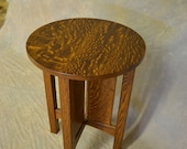 Tabouret Slat Side Table Mission Oak Round