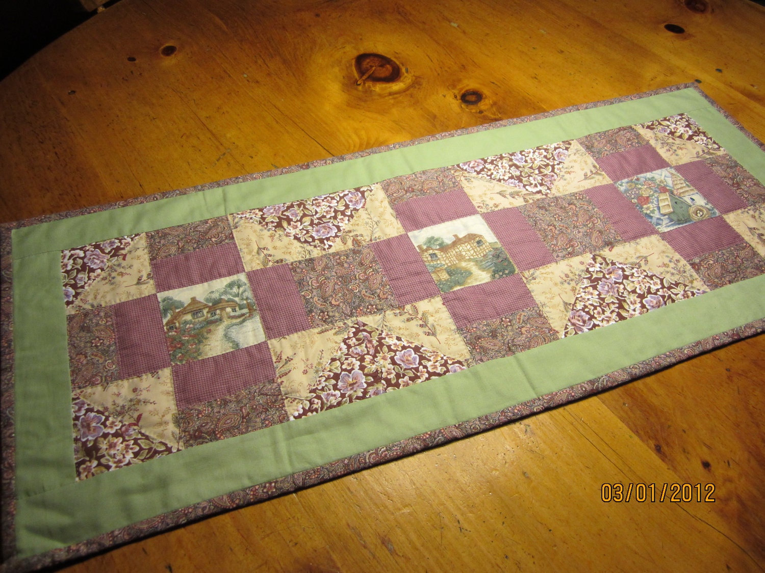 Items similar to Table Runner Romantic Pale Blue and Yellow Floral 40 inches long on Etsy