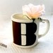 Monogrammed Cup , letter "B" mug - monogram coffee mug, tan coffee cup, Bold brown letter B Cup - taza monograma