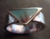 Triangle Ring in Brass and Silver by Anilani -- mixed metals brass ring simple sterling silver thick large geometric triangle