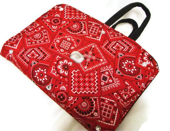 Bible Cover Red Bandana and Light Denim - bagsbyhags45