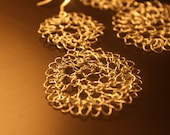 Silver and Gold Wire Crochet Dangle Earrings