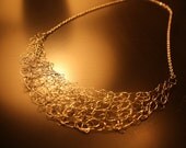 Silver and Gold Wire Crochet Necklace
