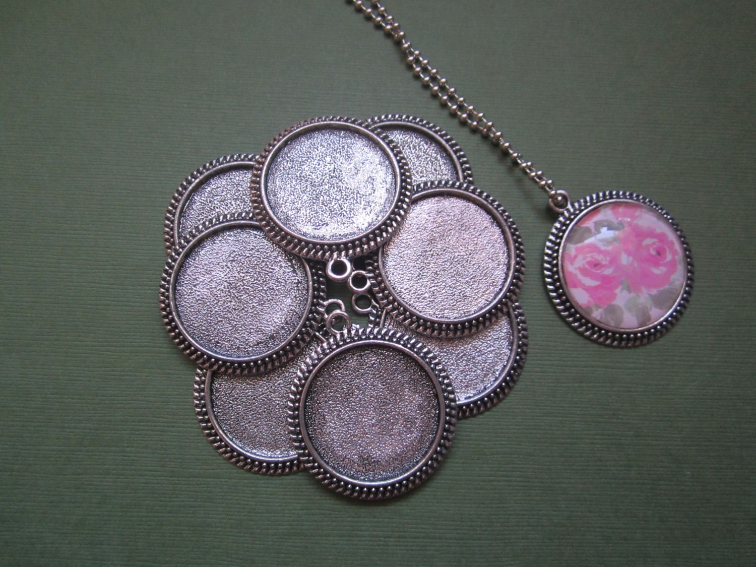 Reserved for California 85 Antique Silver 30mm Round Ornate Vintage Styled Supplies