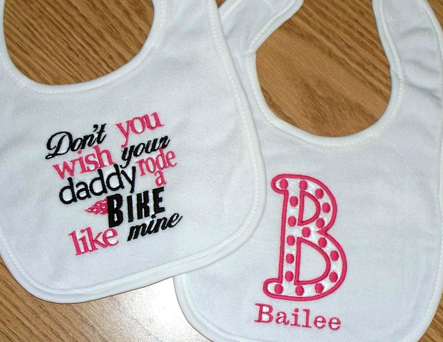 Motorcycle Baby Girl Bib Set - Personalized