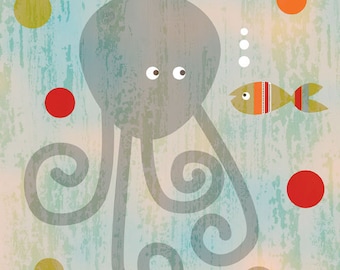 octopus. 8 x 10 print by Blue Bunny and Orange Nose