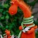 Orange dragon and his baby - crocheted and felted fairy creatures - One of a kind - Made to order