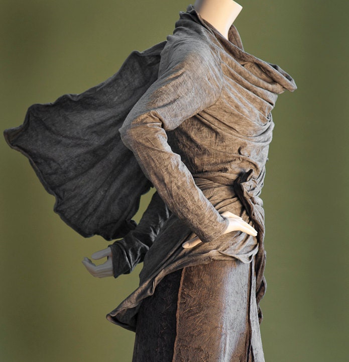Women's Jacket Long Drape, Sculptural Wired Jersey Wrap, Design Yourself Versatile Looks