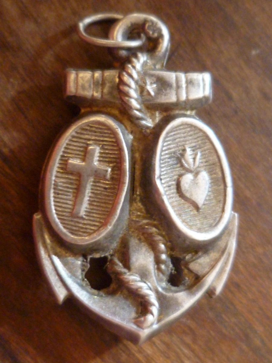 Silver Ex Voto Lourdes Anchor Pendant Gorgeously Detailed Religious Offering