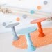 Set of 3 Mini Wooden Cupcake Stands - MOD SURFER - Orange, Aqua & Grey