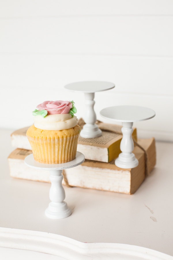 Set of 3 Mini Wooden Cupcake Stands - You choose the colors