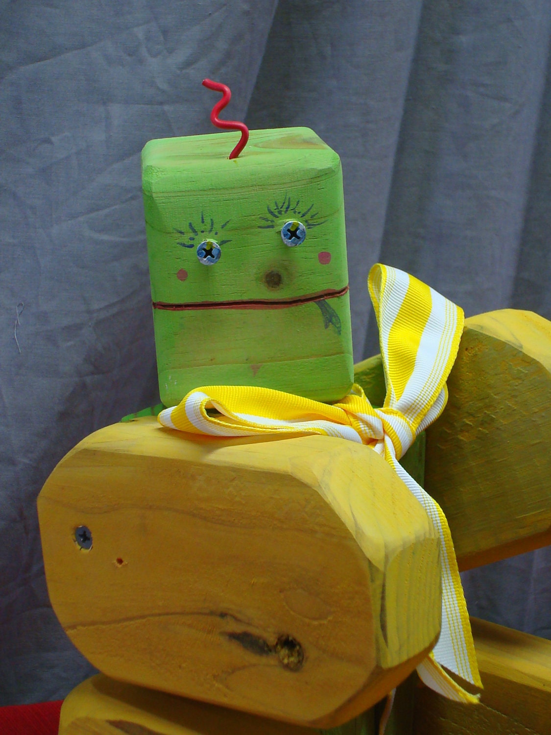 Upcycled MonsterWood Bot- Sally I. Wilkons - Vegas Lounge Lizzard Green