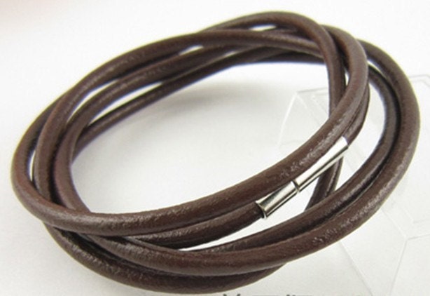 5 circles Brown Leather Bracelet Wristband Mens Womens ff39