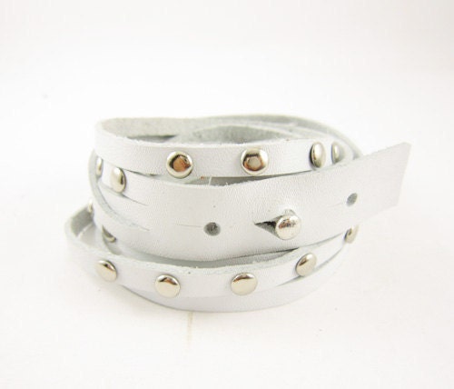 White Leather Bracelet Wristband Mens Womens ff56