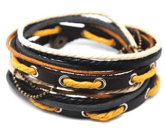 Leather Bracelet Wristband Mens Womens d27