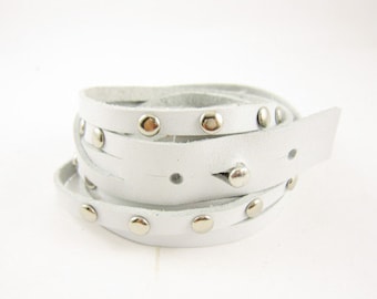 White Leather Bracelet Wristband Mens Womens ff56