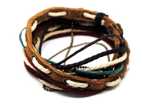 Leather Bracelet Wristband cuff bracelet friendship bracelets Mens Womens d28