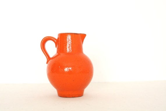 Vintage ceramic orange pitcher