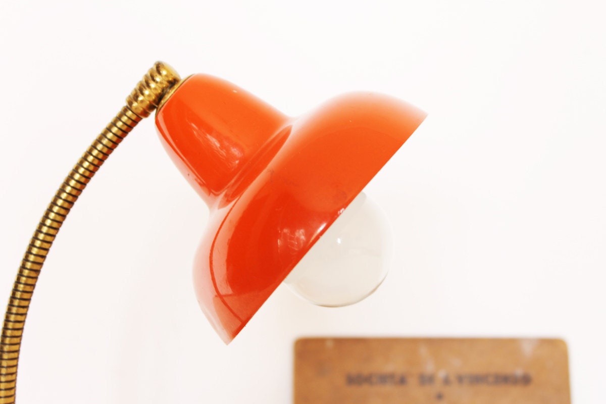 Vintage tangerine tango gooseneck lamp