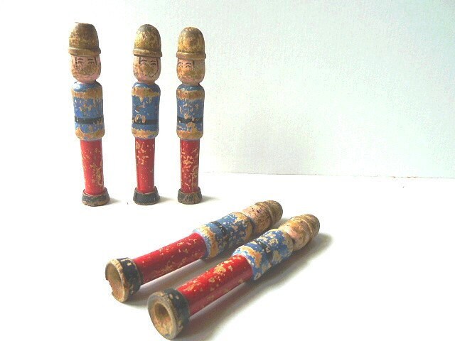 RESERVED FOR TARA .Vintage old skittles .Toy .English policeman .Supplies.Blue . Red . Collectibles