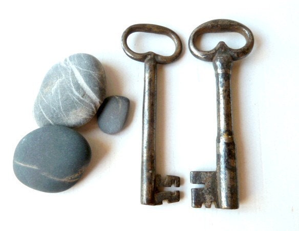 Vintage French extra  large skeleton keys.Supplies .Antique. Rare
