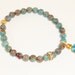 Gemstone Beaded Bracelet in Blue Sky Jasper with Vintage Aquamarine and Light Topaz Glass Charm