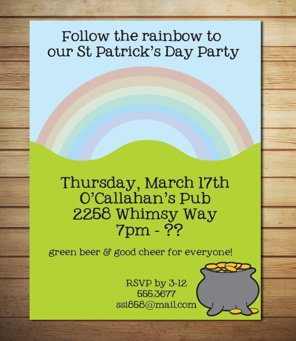 St Patrick's Day Party Invitation, St Patty's Day - Printable