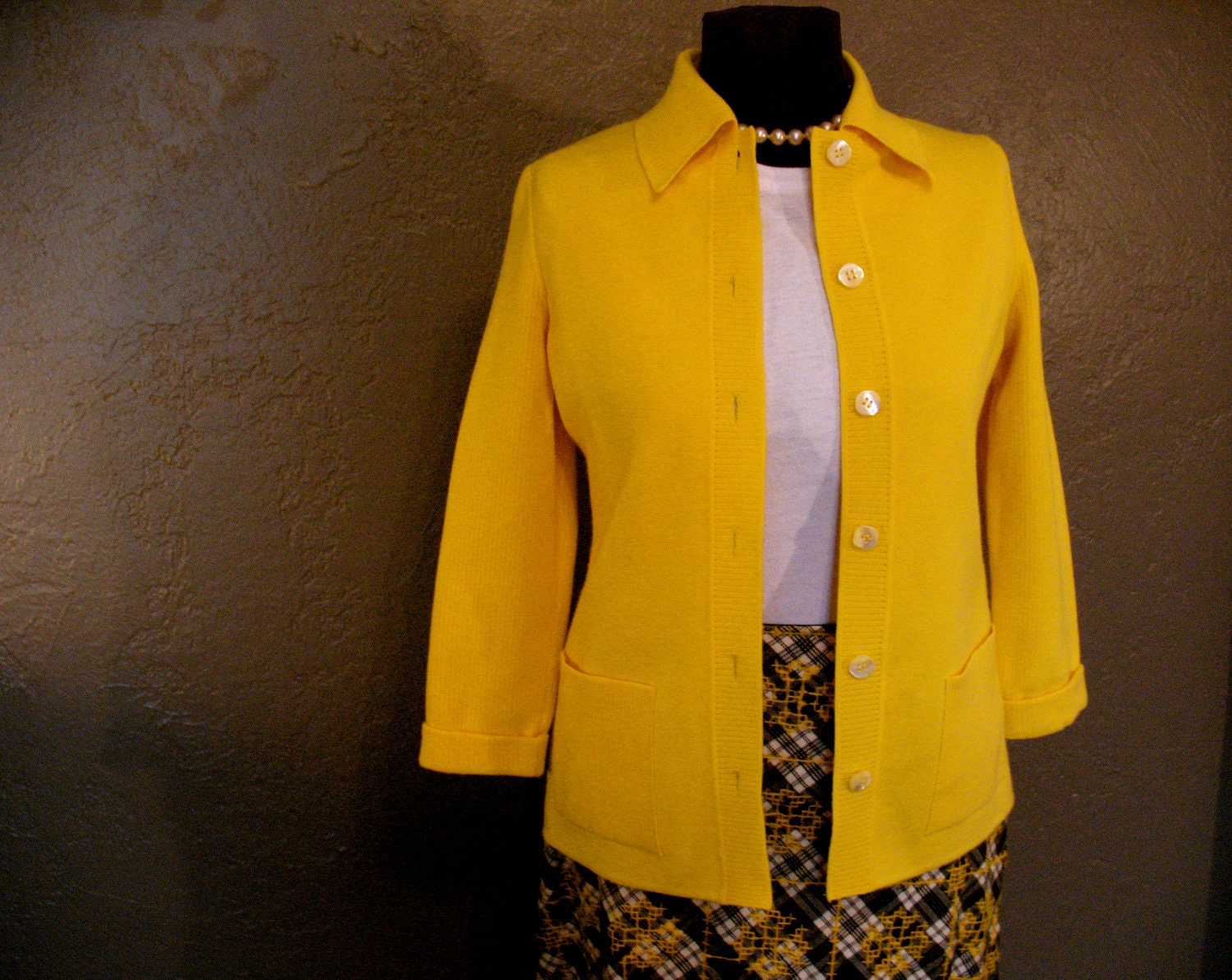 treatysucn - bright yellow cardigan sweater