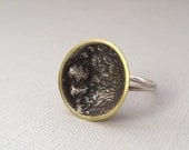 Lunar Landing - Reticulated Silver and Brass - Mixed Metal Ring